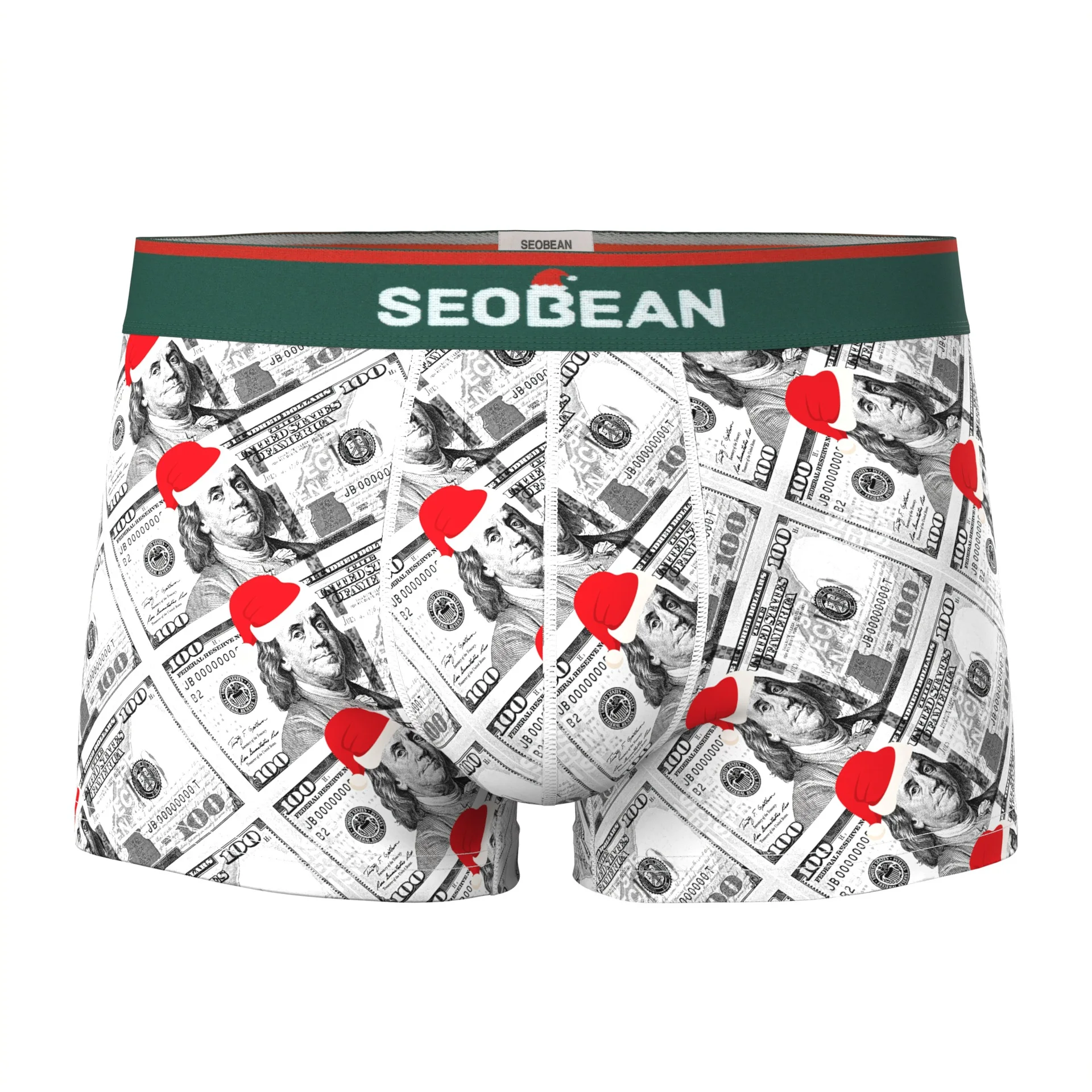 Christmas Boxer Briefs for Men Festive Reindeer Pattern Low-rise Boxy Underwear Lightweight U Convex Pouch Daily Wear Underpants
