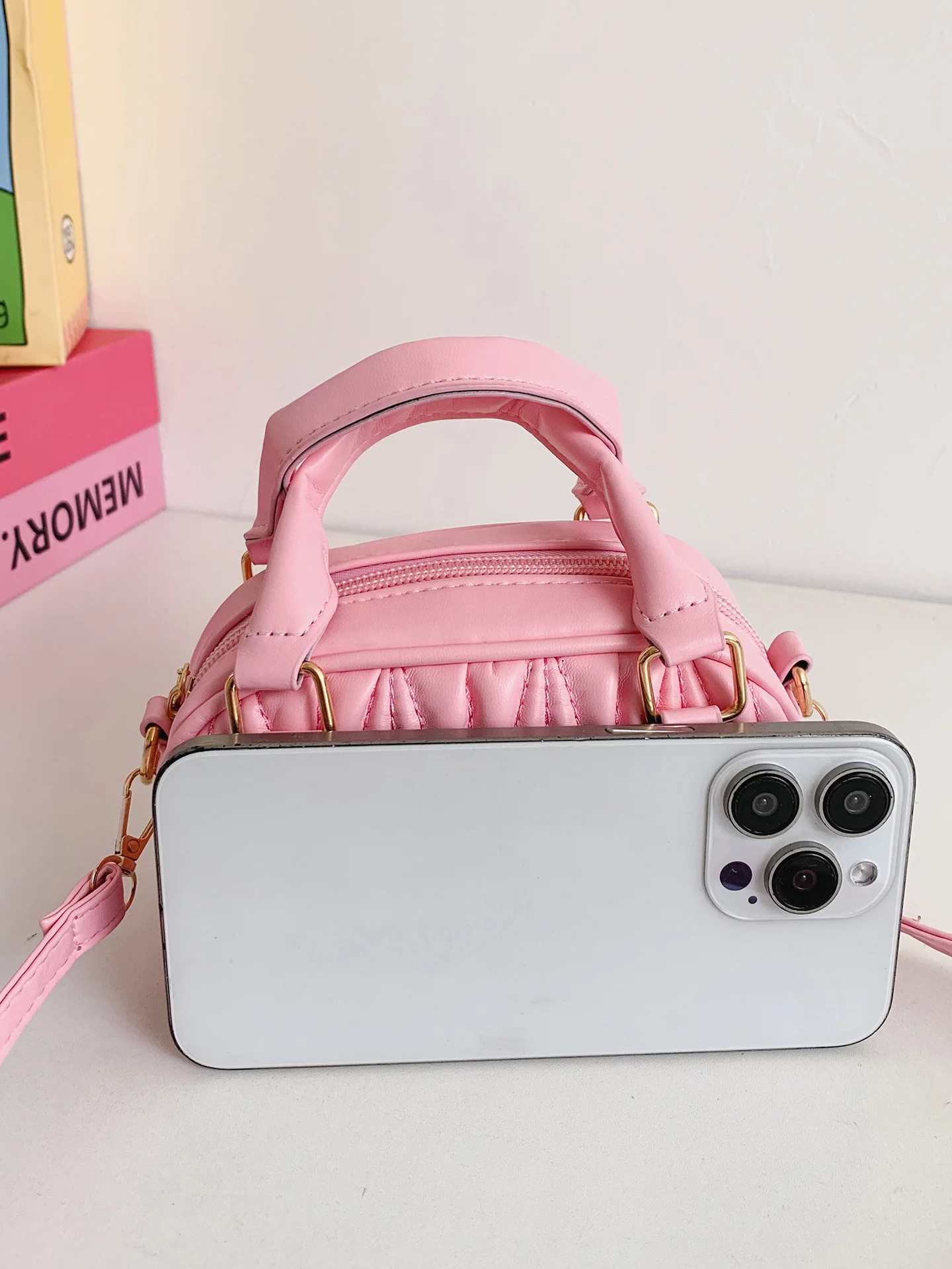 Girls Shoulder Bag Handbag Foldable  Oval Shape Summer Outing Accessories Single Strap Crossbody Bag for Children