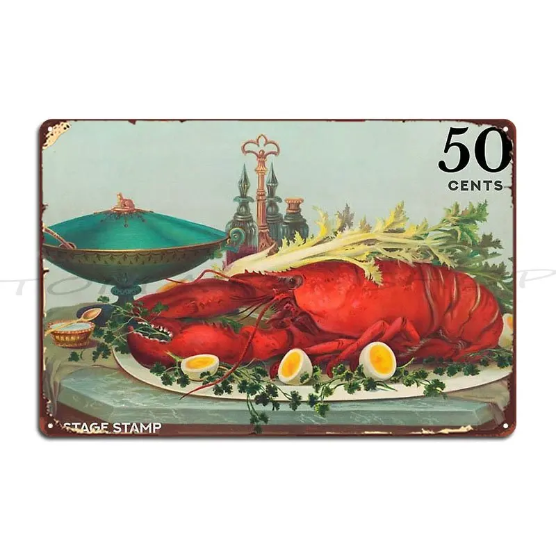 Crabs Ussr 1950s Food Soviet Vintage Poster Metal Sign Poster Designing Party Club printed  Tin Sign Poster