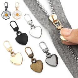 5Pcs Zipper Pull Replacement Detachable Pull Metal Heart Shaped Zipper Universal Zipper for Clothing Jackets Backpack Shoes