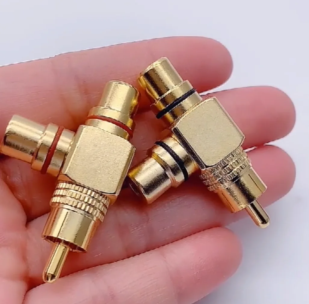 High-quality Copper gold-plated RCA Male to 2 Female RCA Splitter Adapter AV Video Audio T Plug RCA 3 way Plug R Connector