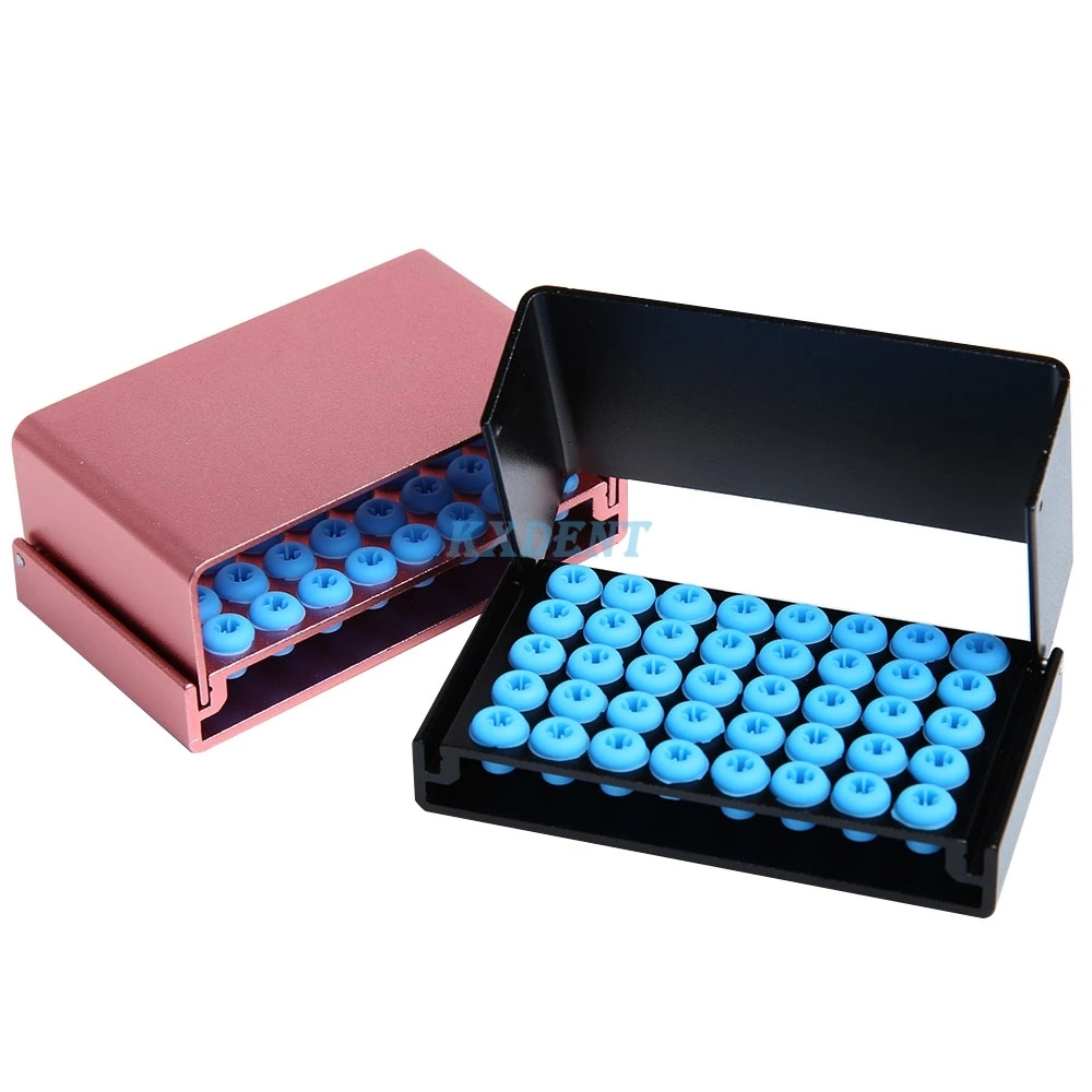 1Pc 40 Holes Dental Autoclavable Disinfection Box Dental Burs Block Holder Aluminium Alloy Disinfection Case Dentistry Burs Case