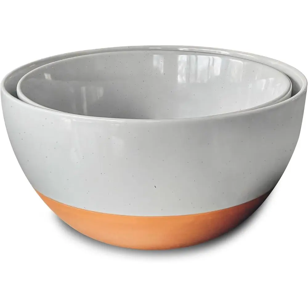 Nesting Mixing Bowls Set - 2-Piece, Large Capacity for Cooking, Serving, Salads - Microwave, Oven, Dishwasher Safe - Grey