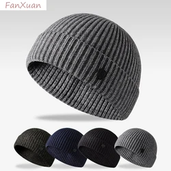 Men's Winter Hat Short Knit Mens Beanies Winter Cap Skullies Short Cuffed Beanie Hat Solid Color