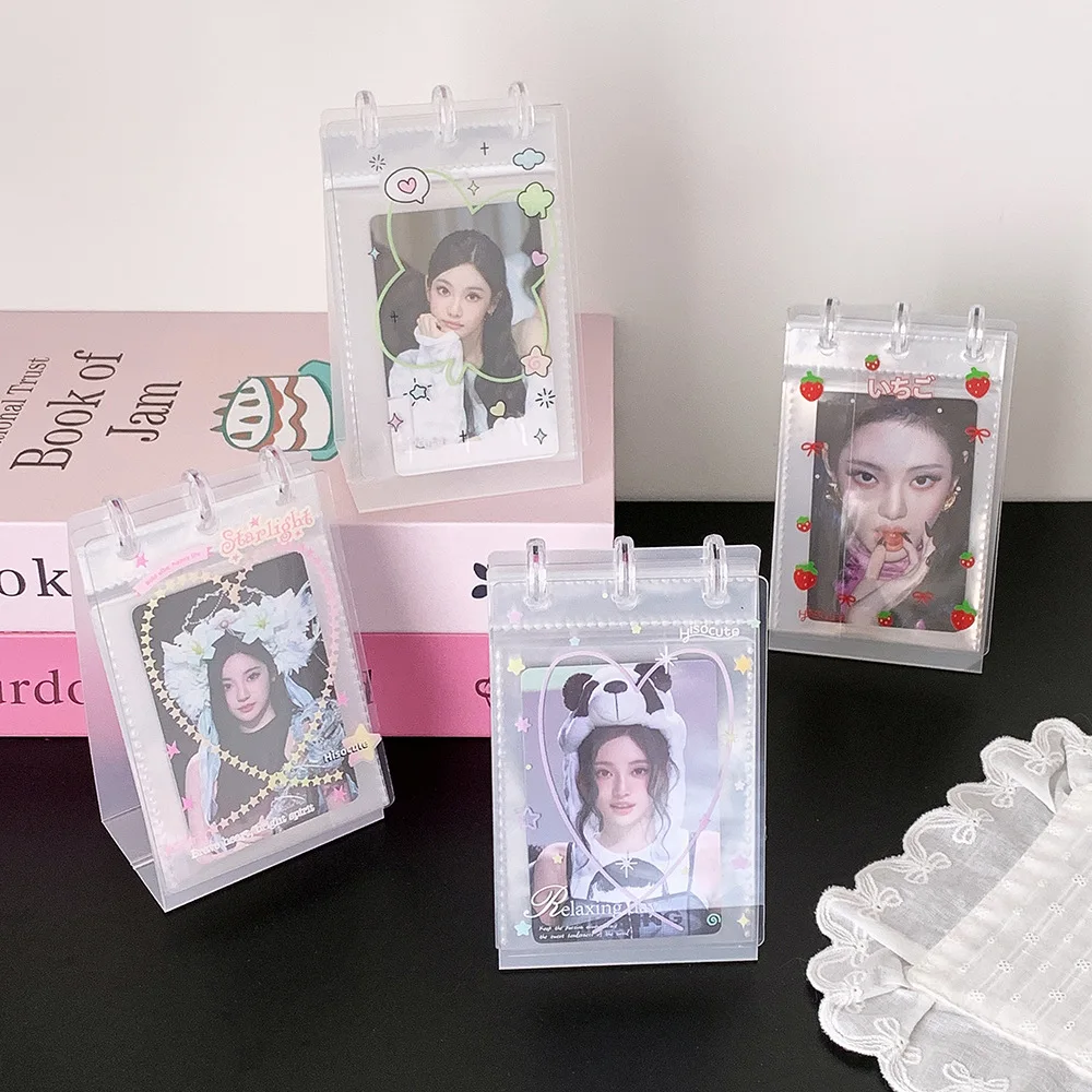 Cartoon Four-Leaf Clover 3-Inch Photocard Album, Single-Pocket Disc-Bound Flip Display, Desktop Photo Stand for Dorms