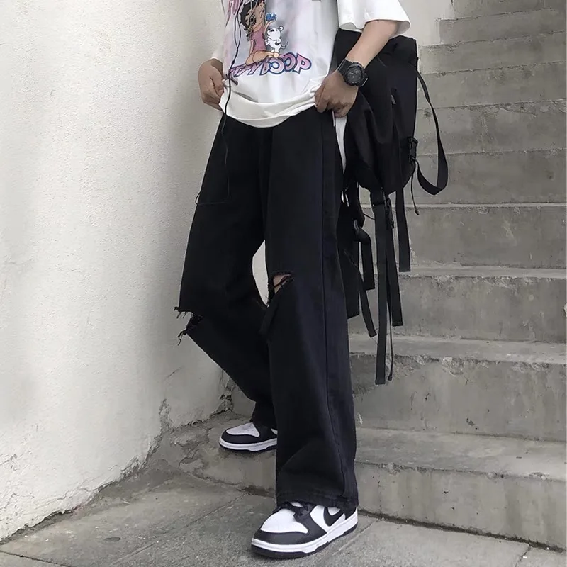 

Мужские джинсы свободного кроя с рваными коленями, повседневные, в стиле хип-хоп, ретро, для молодежи, летние, джинсовые, модные, с широкими штанинами...