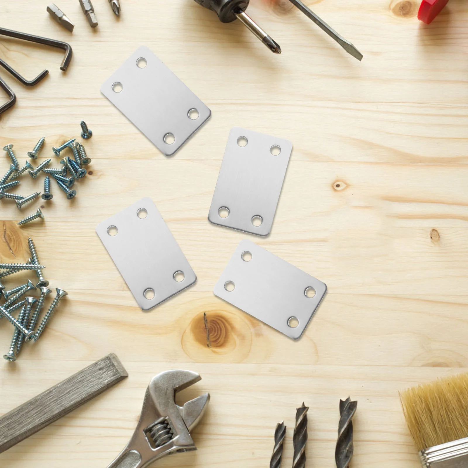 

10pcs 2 4x1 5 Inch Stainless Steel Flat Mending Plates Holes for Furniture Wood Joints Metal Brackets Repair Board Screw Kit