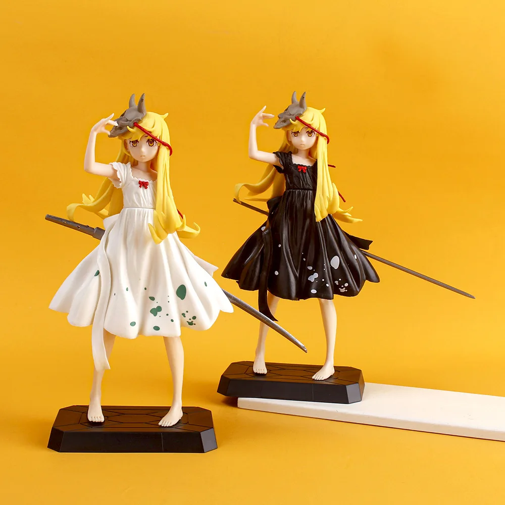 

21cm Black & White Dresses Oni Hannya Mask Shinobu Oshino Heart'S Passage Story Anime Figure Model Statue Collection Toys Gifts
