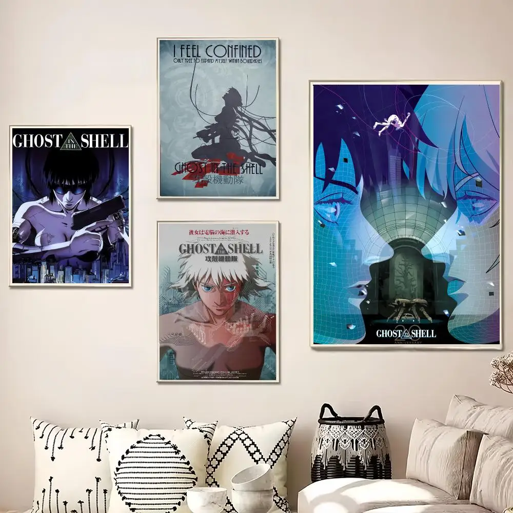 Manga Ghost In The Shell Painting Calligraphy Canvas Poster Wall Art for Living Room Bedroom Cafe Decor Gift