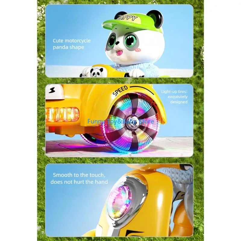 Panda elettrico e giocattolo scooter con luci a LED Musica per decorazioni natalizie Festa in famiglia Regalo interattivo per