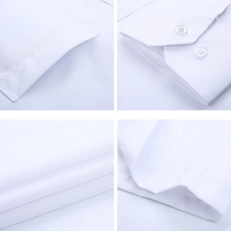 جديد الرجال قميص رسمي طويل الأكمام مكتب بلون المضادة للتجاعيد موضة الأعمال جيب أبيض أزرق الاجتماعية جيب قمصان 6XL 7XL #6
