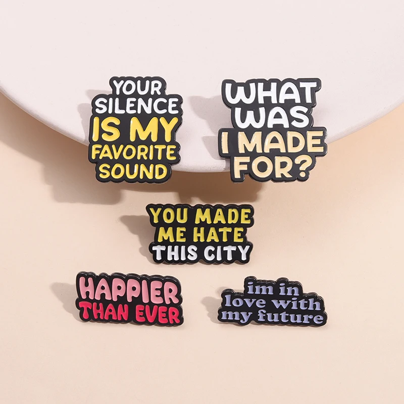 Billy English Sentence Shape Brooch Design Creative Colourful Lapel Pins Clothes Lapel Pins Book Bag Accessories Gift