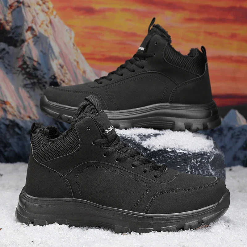 

New Plush Unisex Ankle Shoes Winter Men Boots Outdoor Non-slip Women Hiking Sneaker Winter Waterproof Warm Men Snow Boots