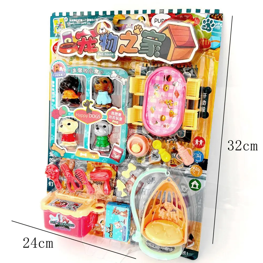 1 مجموعة الكرتون اللعب منزل القيام الأعمال المنزلية النباتات الزهور الأسمدة سقي الاعتداء الحيوانات الأليفة القطط الكلاب البلاستيكية نموذج لعبة طفل #2