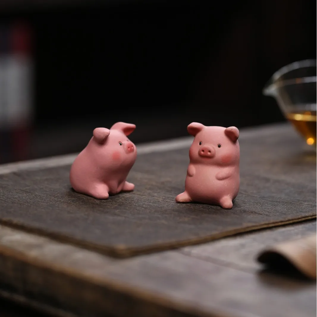 Yixing Purple Clay Tea Pet [Kiss Pig] - Creative Cute Premium Product, A Health-Promoting Zodiac Pig Toy And Tea Table Ornament