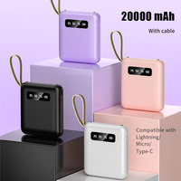 Portable Power Bank 20000mA with Cable Large Capacity Micro/Lightning/Type-C Output Mobile Phone External Battery Powers Supply