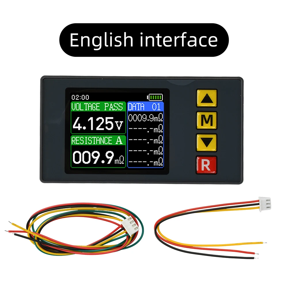 TS607 DC 5V 1.77-inch TFT Color LCD Voltage and Resistance Tester, AC 4-wire Method, Capable of Storing 99 Sets of Data