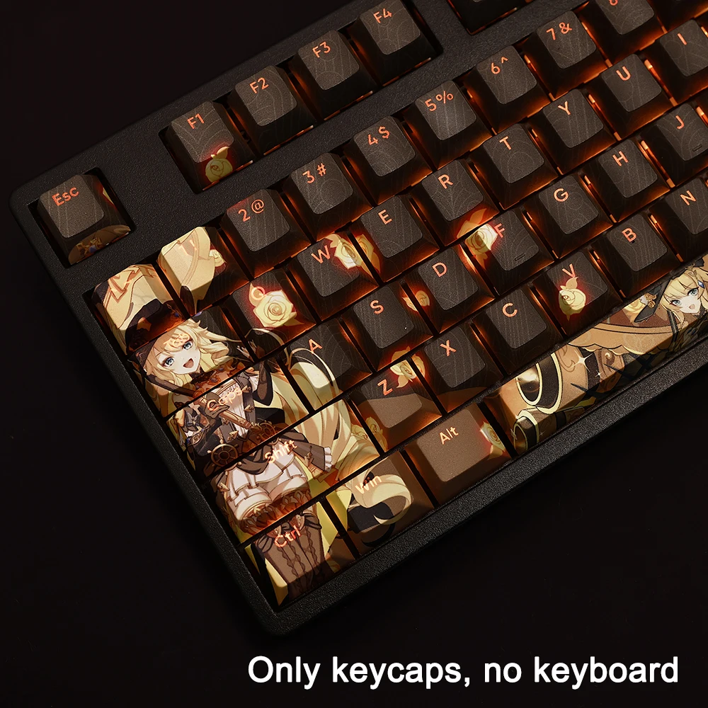 

108 Keys Genshin Impact Keycaps Navia PBT Dye Subbed Cherry PBacklit Keycaps Anime Gaming Key Caps For ANSI 61 87 104 108 Layout