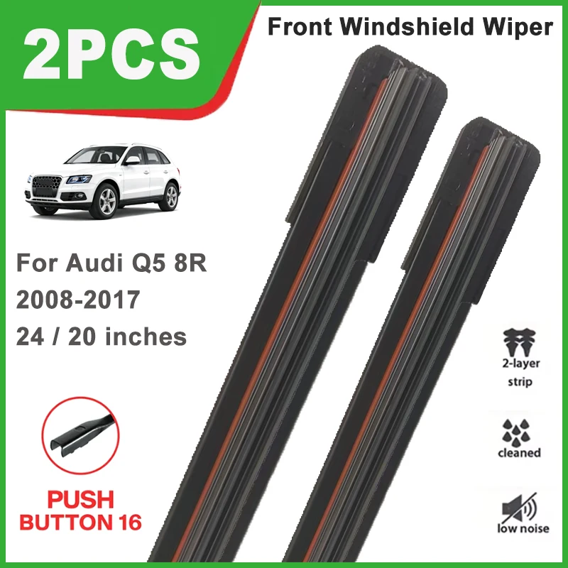 

24"+20" Double Rubber Front Wiper Blades, Durable Windscreen Windshield Replacement Parts For Audi Q5 8R 2008-2017 2009 2010