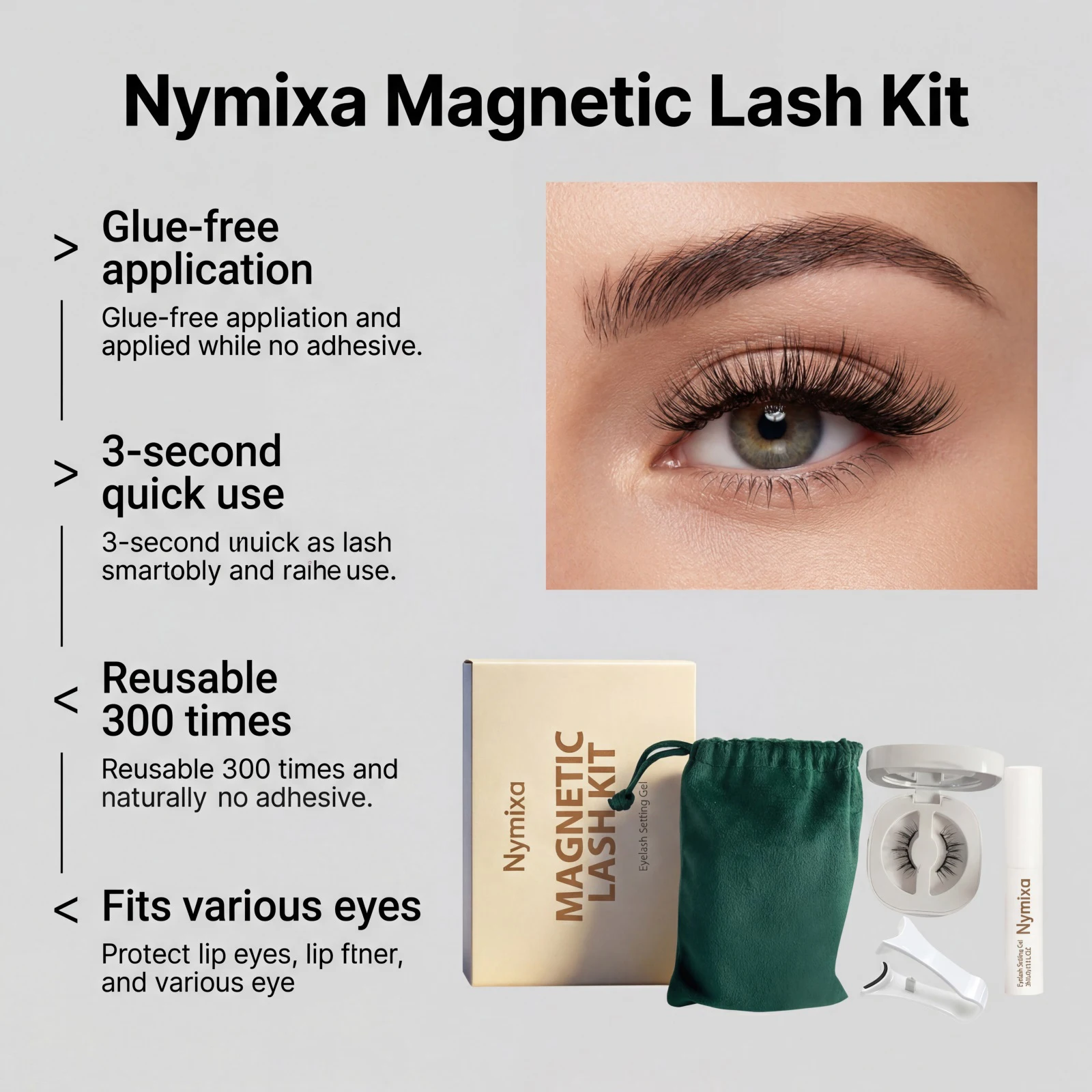 Magnetic Curly False Eyelash K - Beauty Makeup Kit review and price