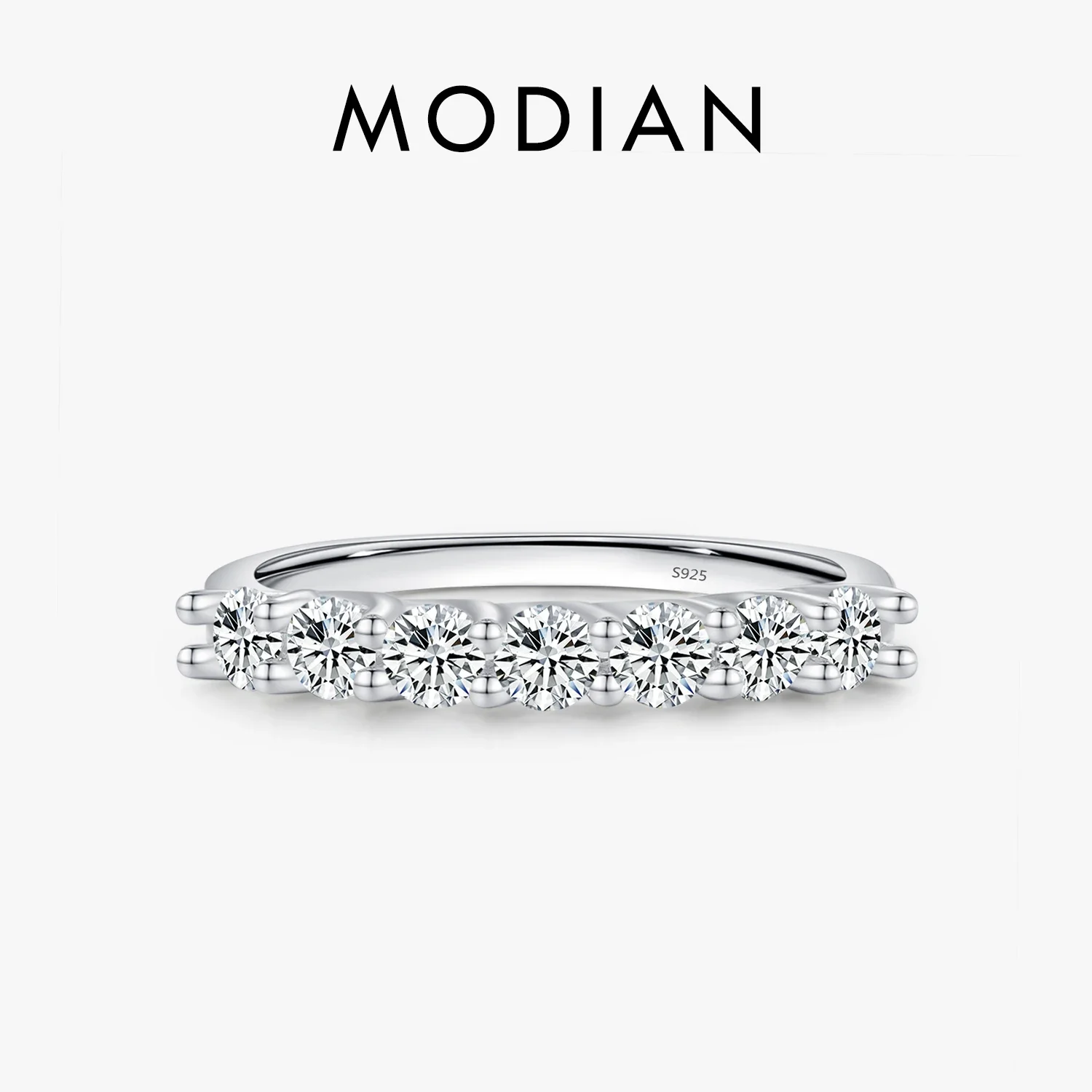 MODIAN Moissanite Wedding Band 925 Sterling Silver Ring Platinum Plated Lab Diamond Stackable Crown Jewelry For Women Gifts