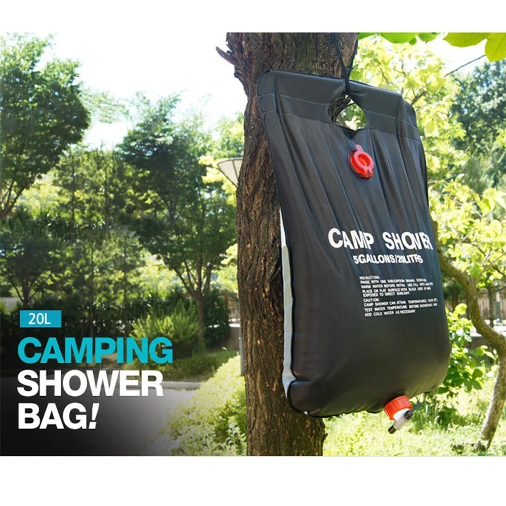 20L Outdoors Camping Shower Water Bag Foldable PVC Solar Energy Heated Shower Bag Bath Bag Camping BBQ Picnic Water Storage