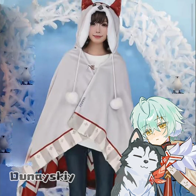 Anime Game Series: Genshin Impact Alyosha Cosplay Cape and Gloves Set Alyosha Snezhnaya H*unter Outfit Women Men For Halloween
