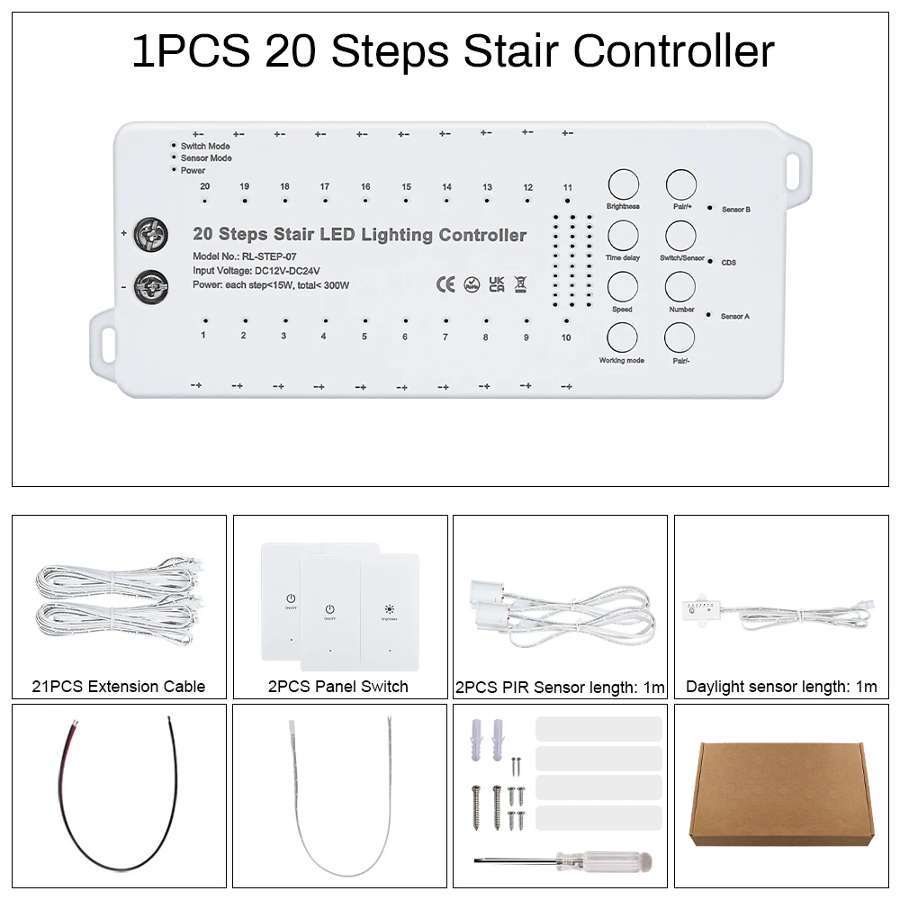 Imagem -04 - Led Stair Strip Light com Sensor de Movimento Regulável Fácil Instalação Decoração de Iluminação Home Staircase 20 Passos