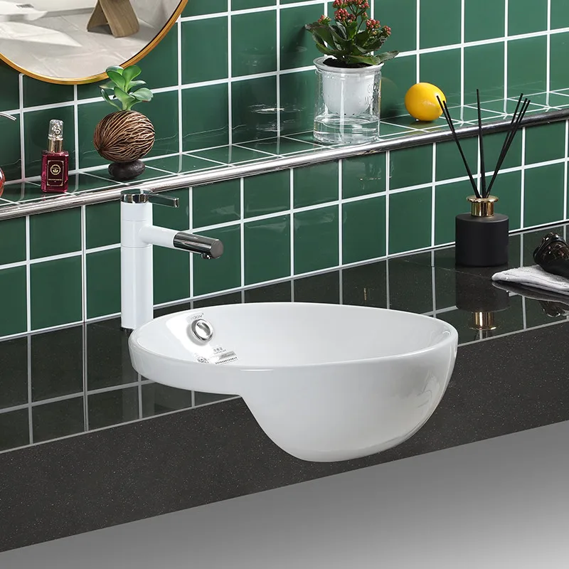 Circular Semi Embedded Ceramics Basin, Semi Hanging Basin, Upper Basin, Washbasin