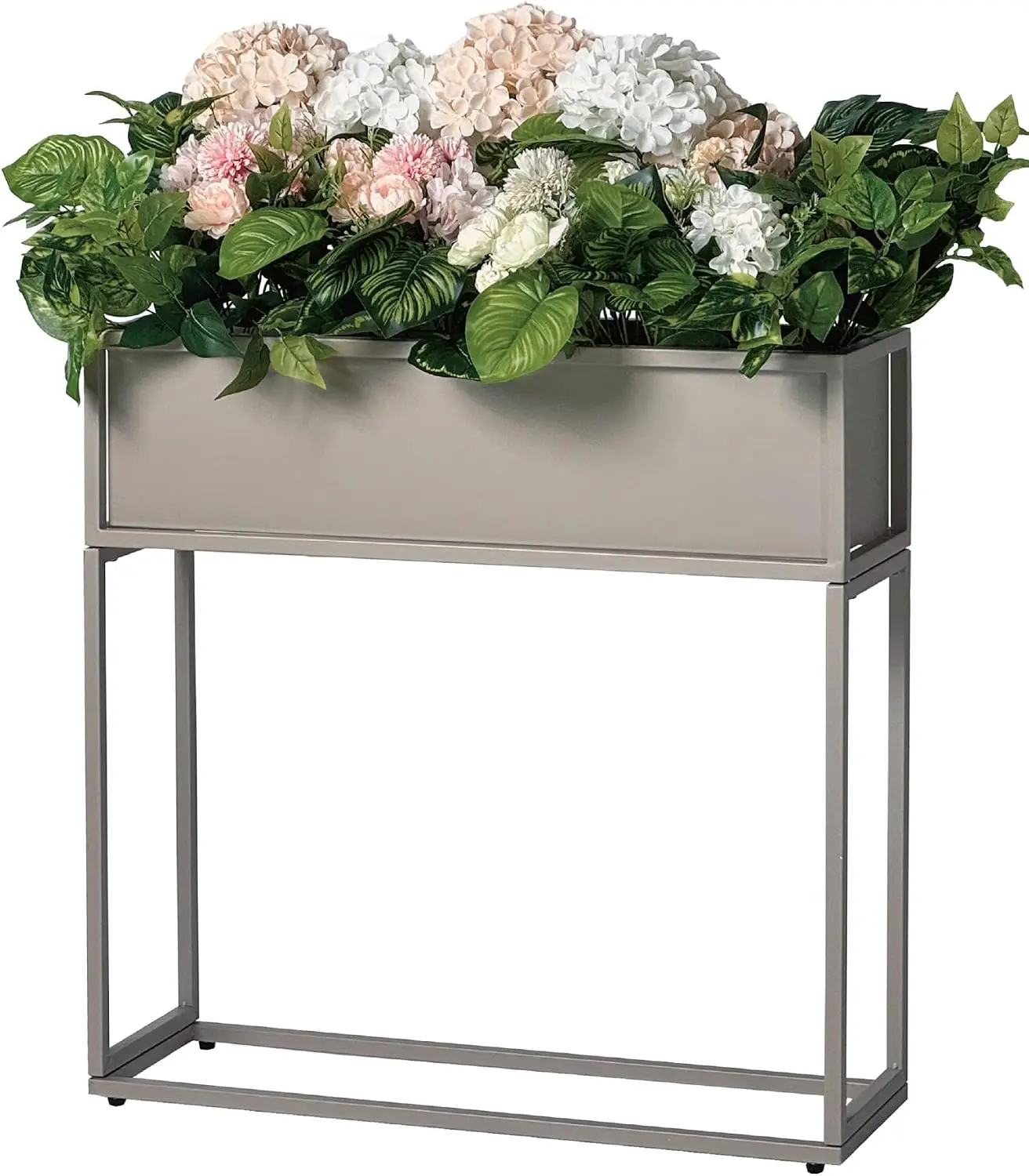 Jardinera Elevada Rectangular de 28 Pulgadas de Alto, Contenedor Duradero para Cultivo en Exteriores, Soporte para Plantas de Hierbas, Vegetales y Flores, para Jardín, Patio, Balcón, Color Arena
