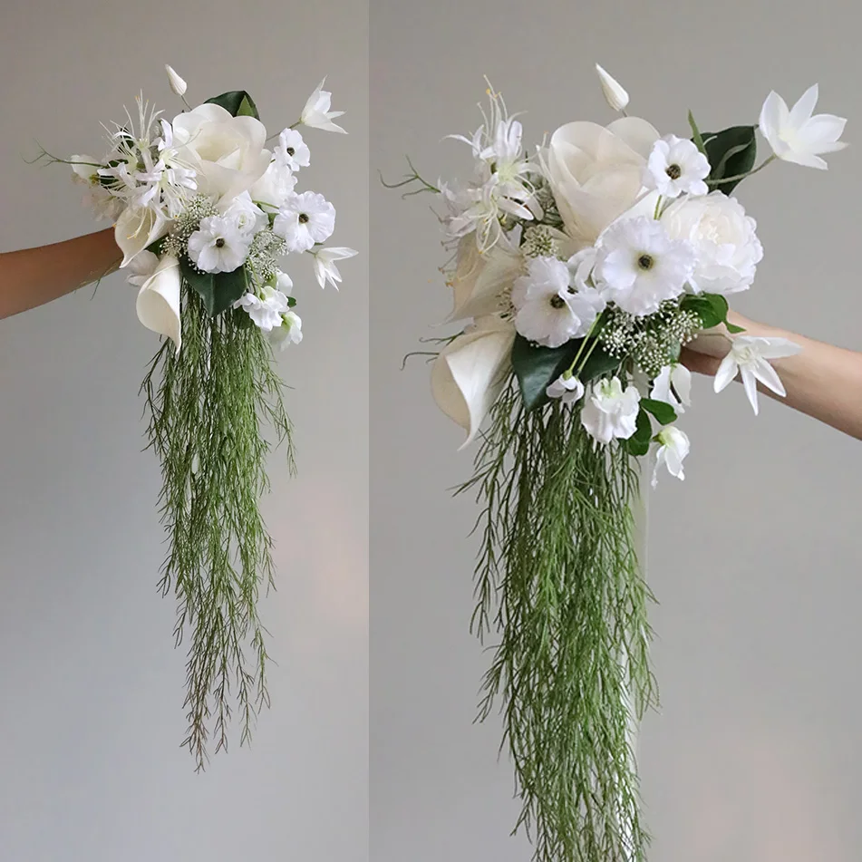 

Premium Magnolia Longxu Waterfall Simulation Bouquet New Chinese Wedding Photography Wedding Photo Props Fake Bouquet