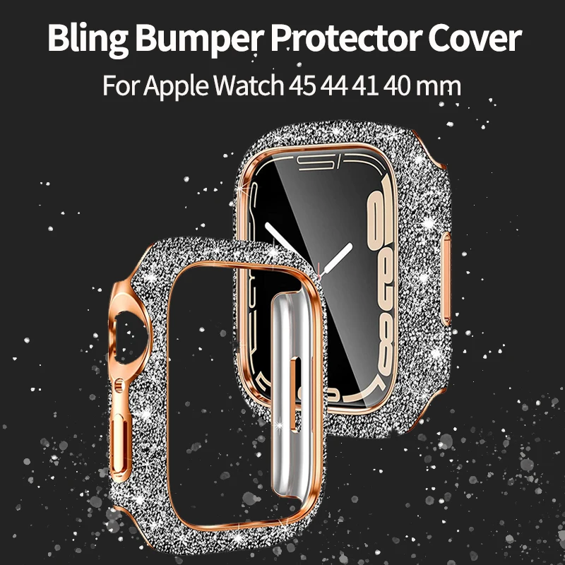 Apple Watch,バンパープロテクター,光沢のあるフレーム,iwatchシリーズ8, 7, 6,se,40mm, 41mm, 44mm, 45mm用のハーフ個入りケース