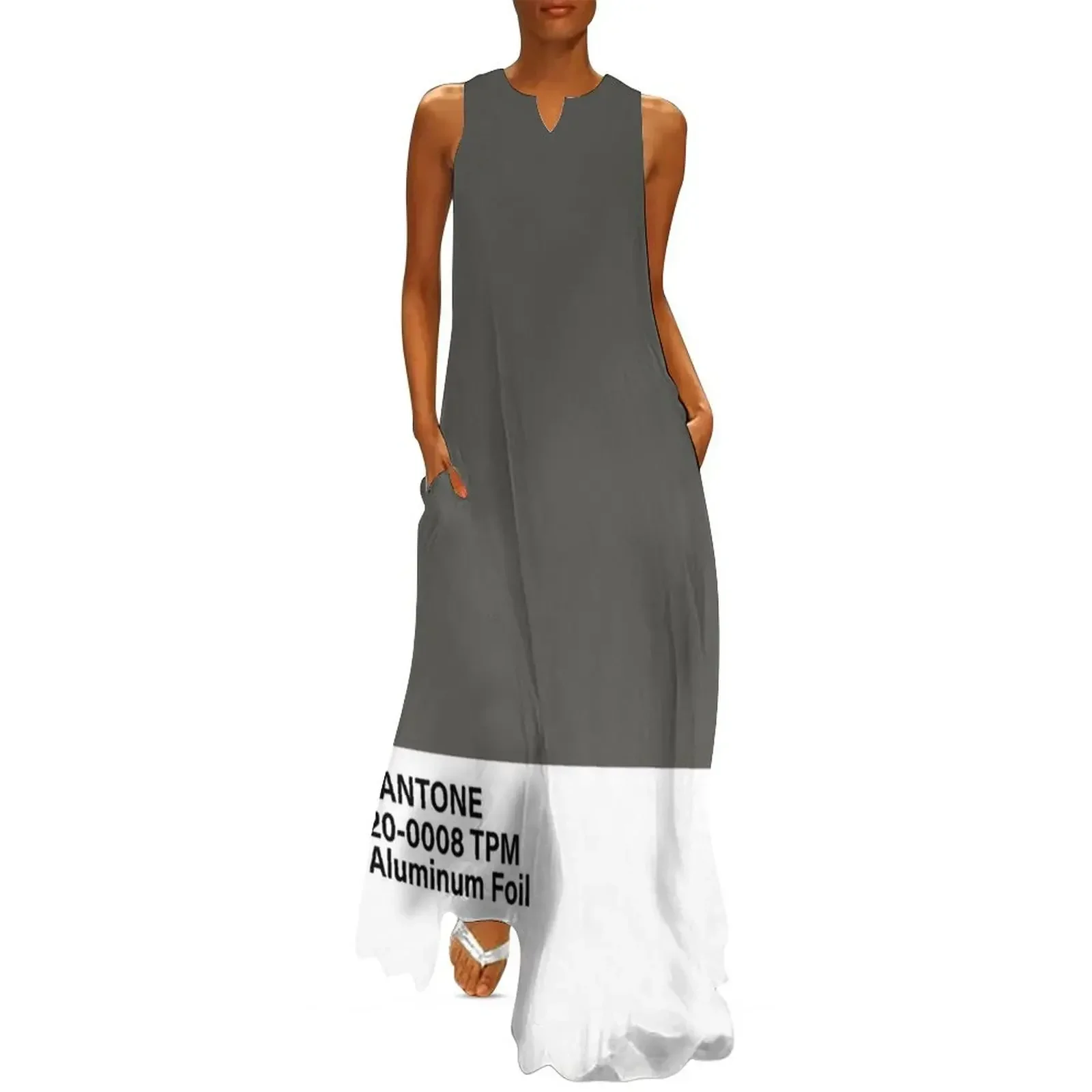 

pantone 20-0008 TPM Aluminum Foil Long Dress womans clothing Womens dresses Long dress Women's clothing Dress