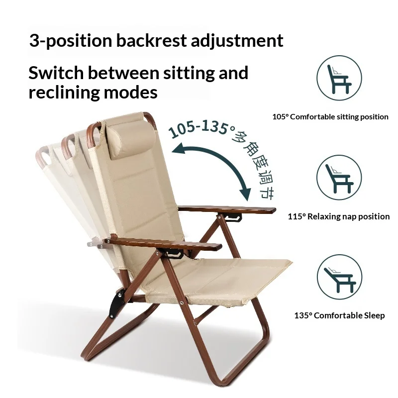 Outdoor Folding Recliner Chair 3-Position Adjustable Aluminum Alloy Ultra-Light Portable Garden Camping Fishing Beach Seat