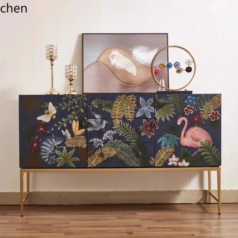 

HTT painted entrance cabinet retro dining side cabinet entry large capacity chest cabinet foyer storage advanced sense