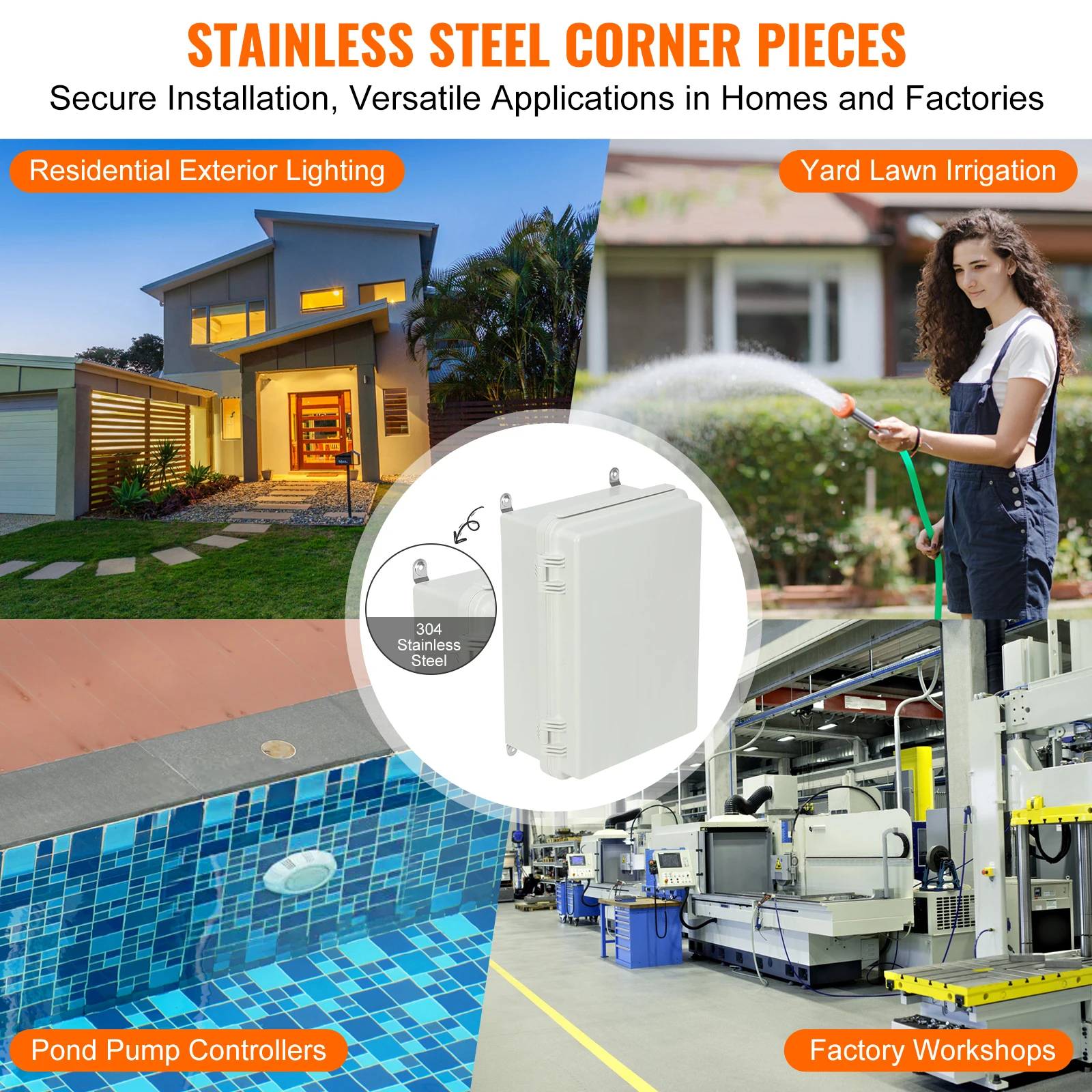 SucceBuy Outdoor Electrical Junction Box ABS Plastic&Hinged Cover Stainless Steel Latch IP67 Waterproof for Electrical Projects