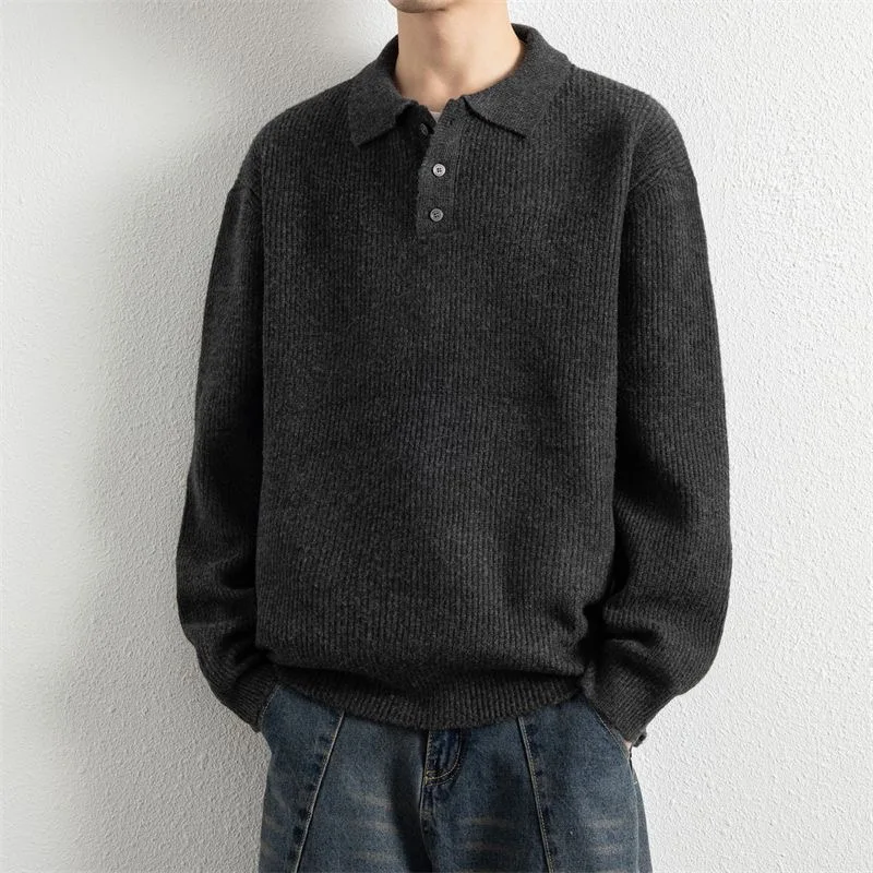 

Thiened Knitwear Collar Men's Inner Wear Base Layer Autumn Winter Leisure Faionable Camere-Like Sweater for Youth
