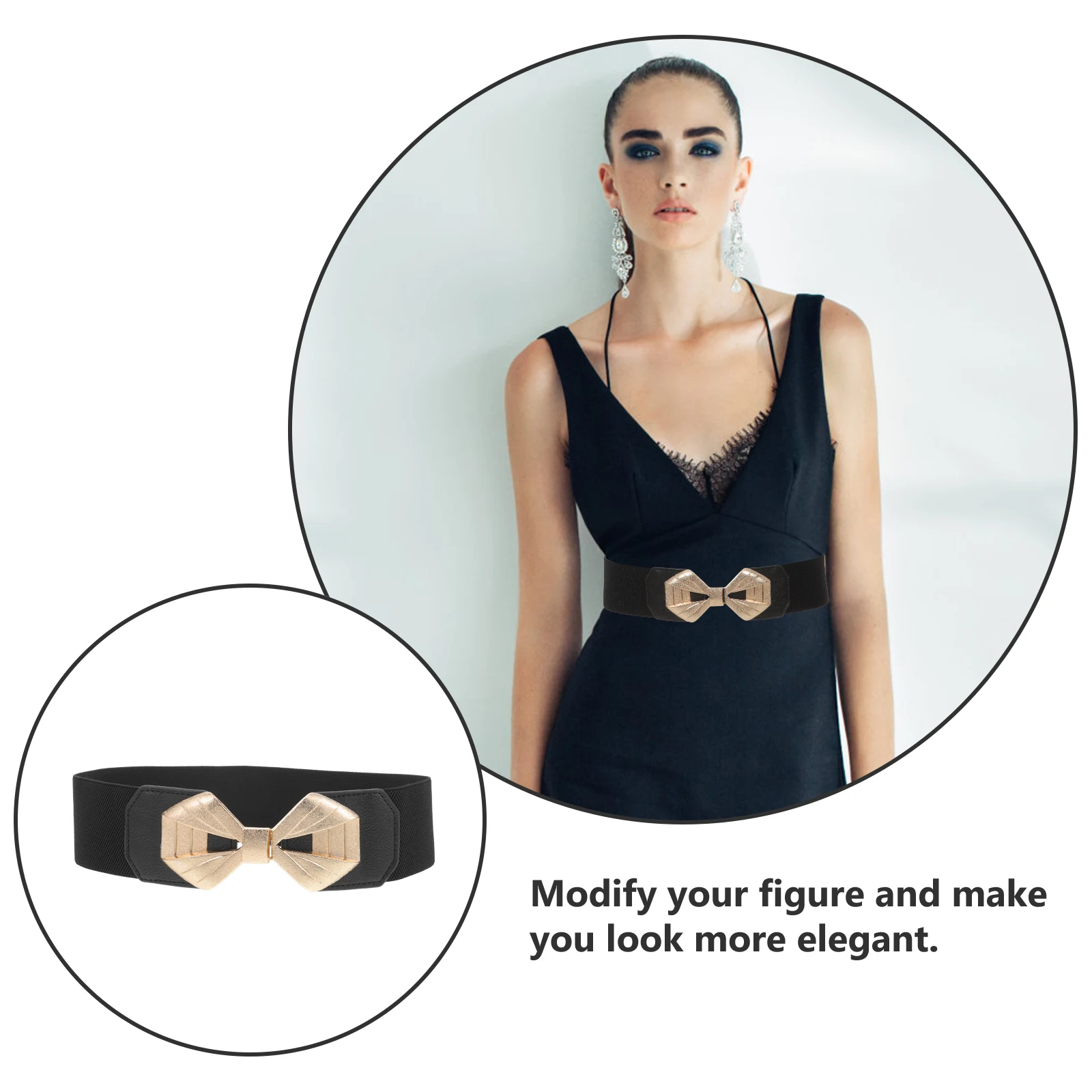

Wide Waist Belt Elastic Women Fashionable Stretchy for Jeans Pants Trouser Decorative Bow Tie Durable Versatile
