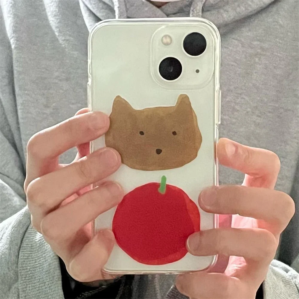 Korean Little Fox Phone Case For iPhone16 Pro Max15 14 13 12 11XR XS Max7 8 Plus Y2K Cartoon Anime Anti fall protective shell