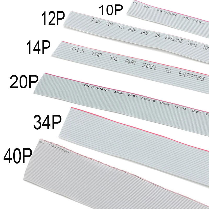 1.27mm PITCH Grey Flat Ribbon Cable 6/8/10/16/20/40 Pin 28AWG WIRE for IDC FC 2.54MM Connector 6P/10P/12P/14P/16P/20P/40P