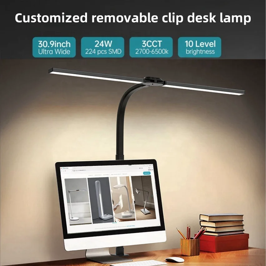 Northland foldable remote control double light desk lamp clip office reading room bedside reading table modern light large