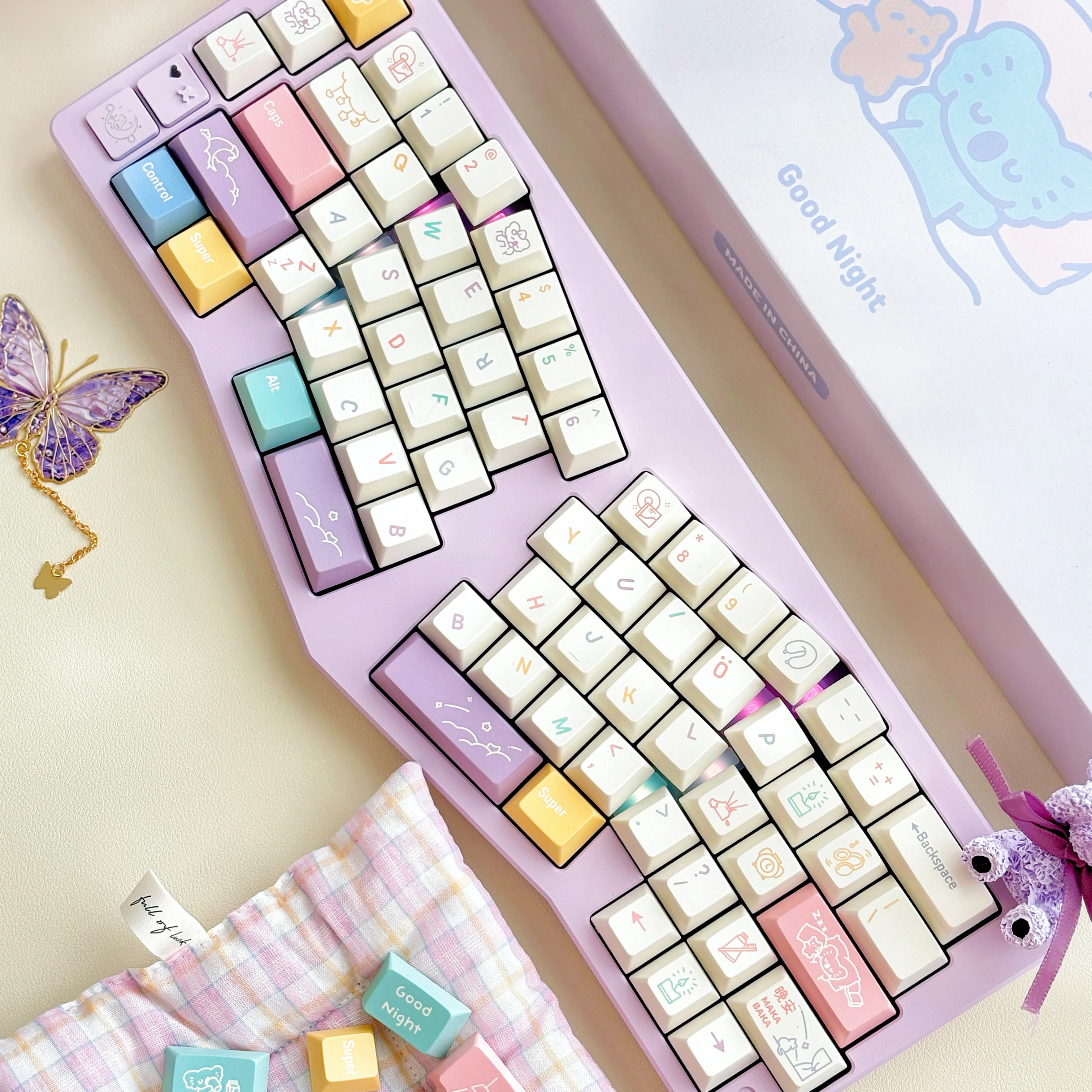 Fbb keycaps boa noite tema pbt mx switche para teclado mecânico keycap cereja perfil diy presente de natal para meninas amantes