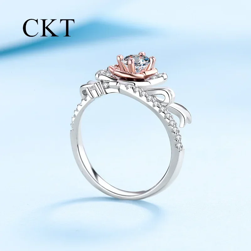 18K White Gold Luxury Rings for Women Child Rose Gold Platinum Pt950 0.5 Carat Moissanite Diamond Ring Wedding Fine Jewelry