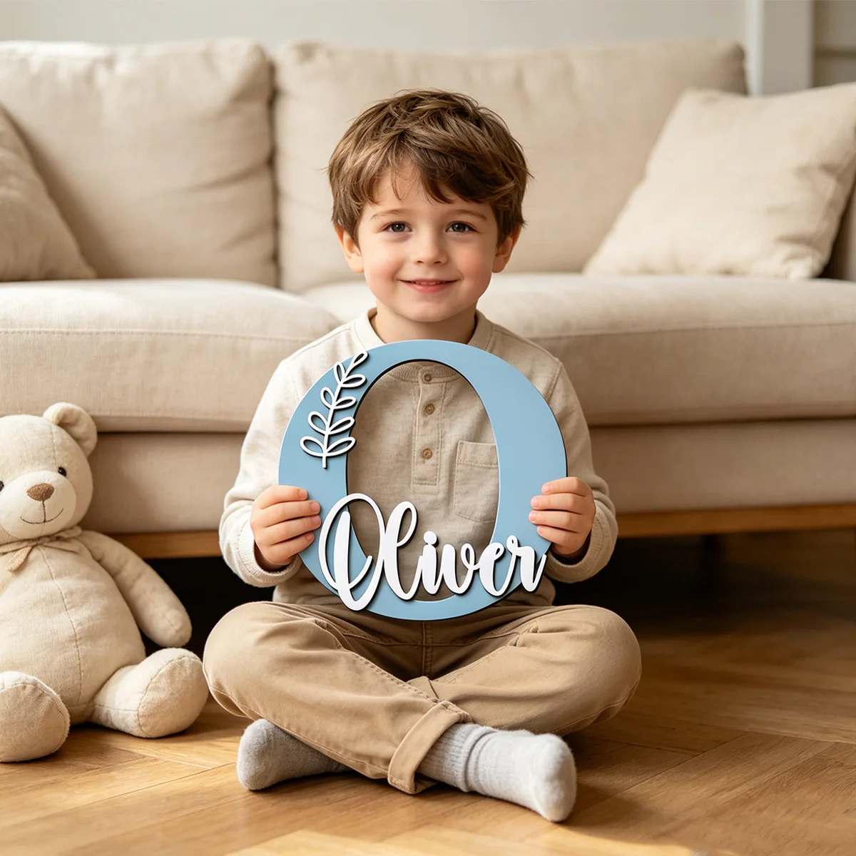 1pc Personalized Double-layer Wooden Surname Brand, Custom Content, Newborn Gift, Children's Room Decoration, Custom Gift
