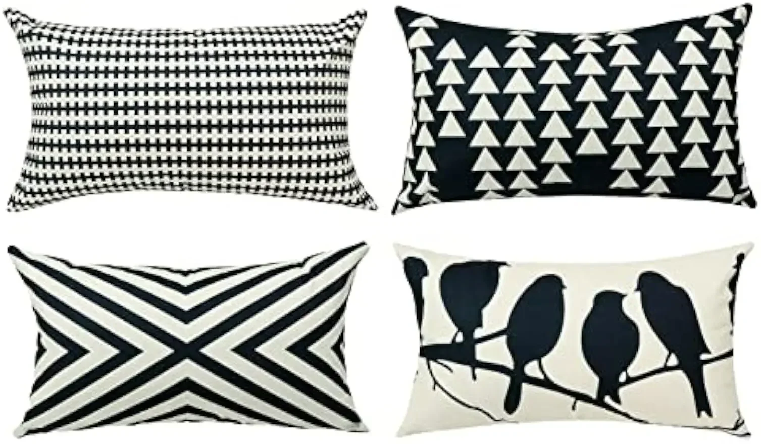 Black and white geometric theme lumbar pillowcase, decorative lumbar cushion cover home décor sofa 30X50cm pillowcase