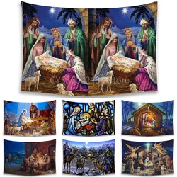 Christian Nativity Religious Style Cover Wall Tapestry Jesus Wall Hanging Tapestry Son of Heaven Fashion Home Decor Poster