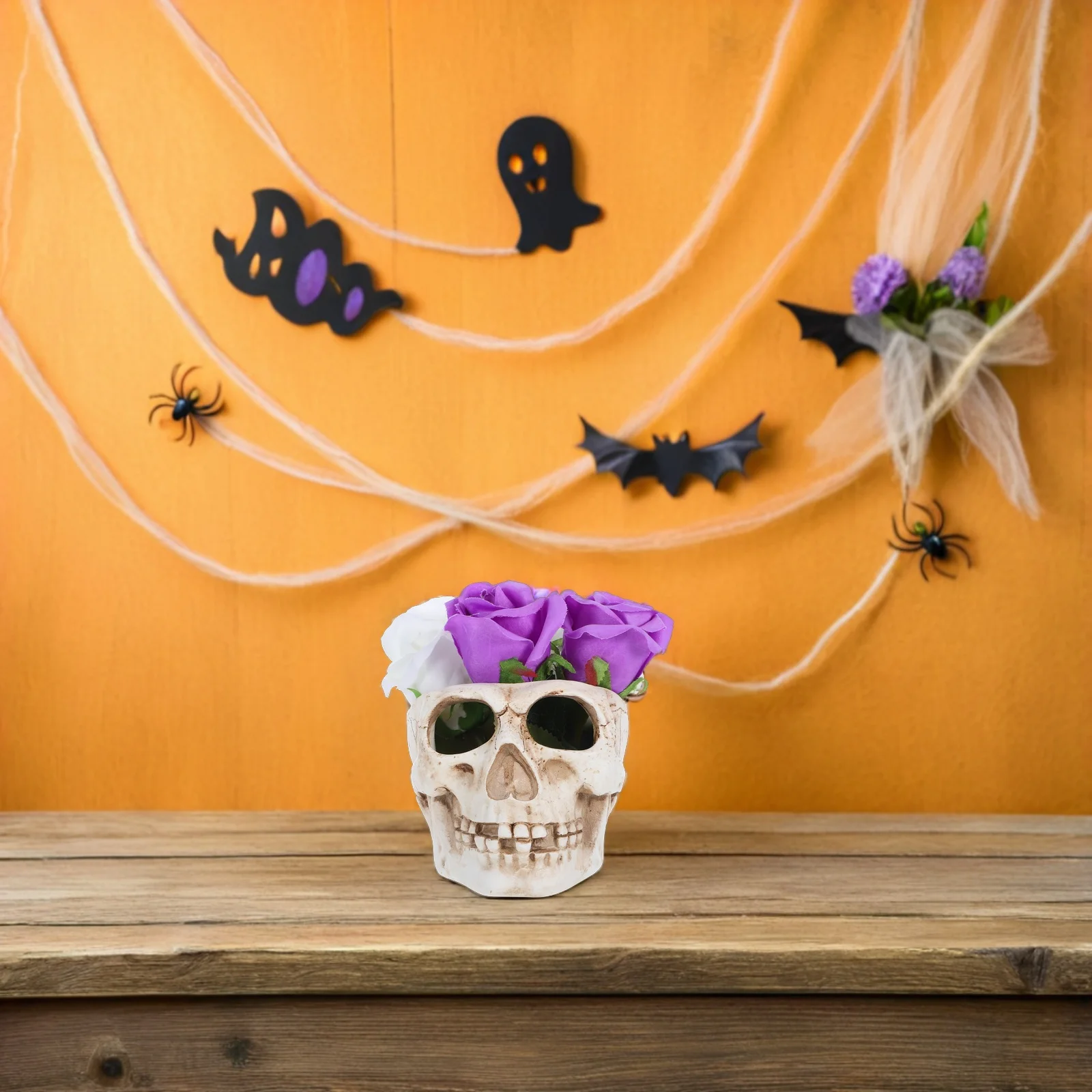 

1Pcs Skull Resin Planter Compact Size Durable Flower Pot Decorative Storage Container for Home Bar Office Restaurant