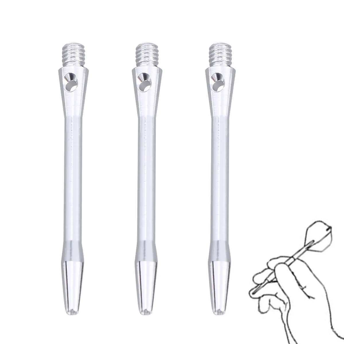 

3Pcs Aluminium Alloy Metal Shafts 4.5mm Standard 2Ba Thread Medium Length Compatible Steel Tips Flights Shafts