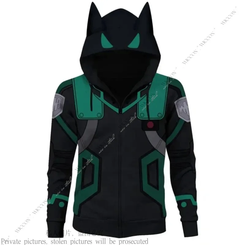 Az15Anime Deku Cosplay chaqueta de disfraz adulto Unisex Sudadera con capucha abrigo sudaderas Midoriya Izuku