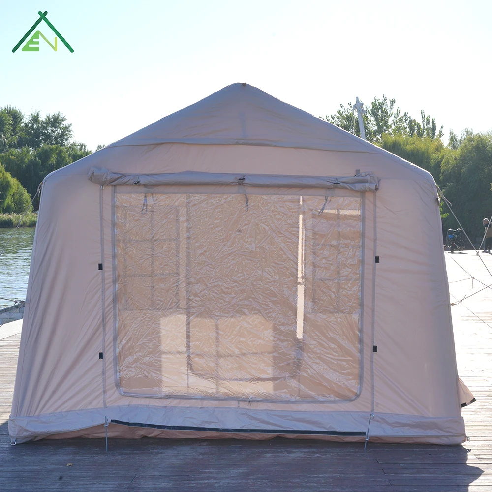 Luxury Inflatable Tent Outdoor Glamping Waterproof 17.28sqm Large Space Air Tent For Family Camping